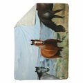 Begin Home Decor 60 x 80 in. Horses Eating in the Meadow-Sherpa Fleece Blanket 5545-6080-AN317